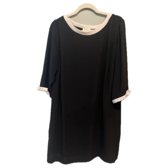 Black Shift Dress with Subtle White/Cream Bow Detail - Picture 1 of 4